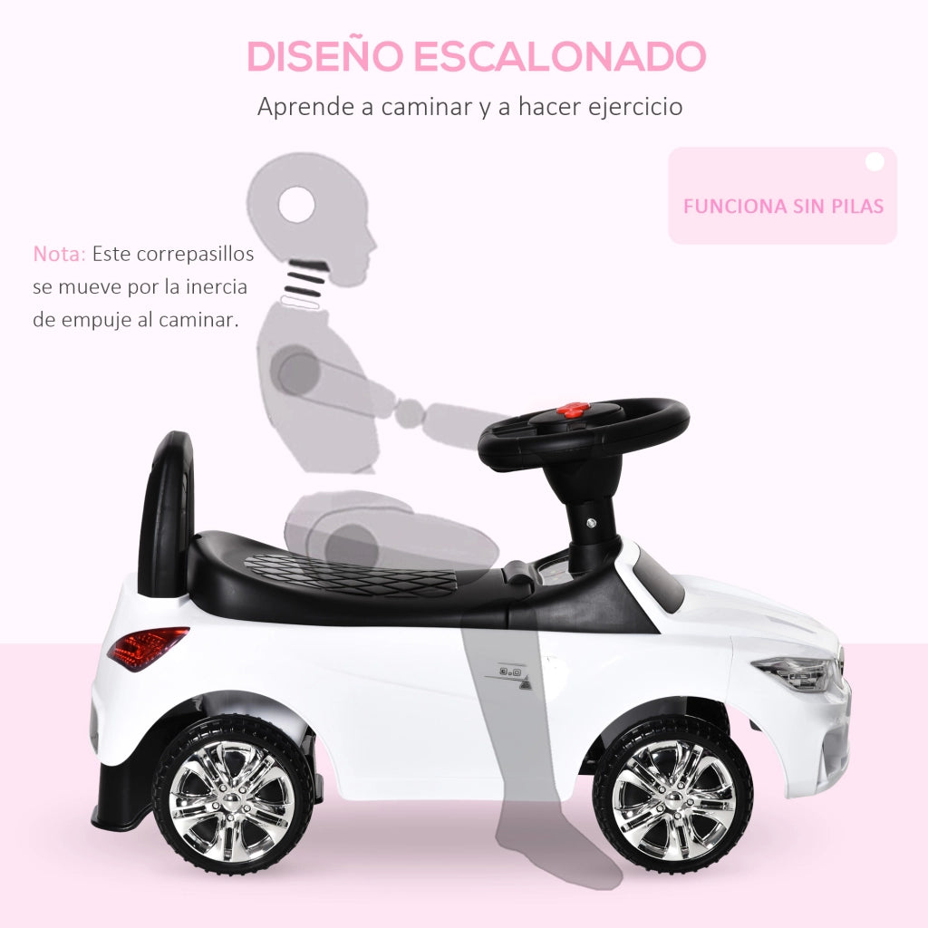 Correpasillos Bambini con Faro Musica e Volante ¨C Zephmum ¨C Bianco