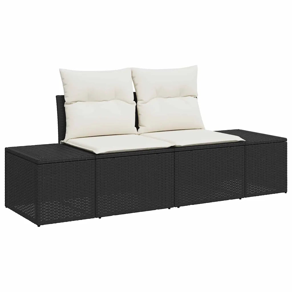 Set Divano da Giardino con cuscino 7 pcs Nero polyrattan 3347207