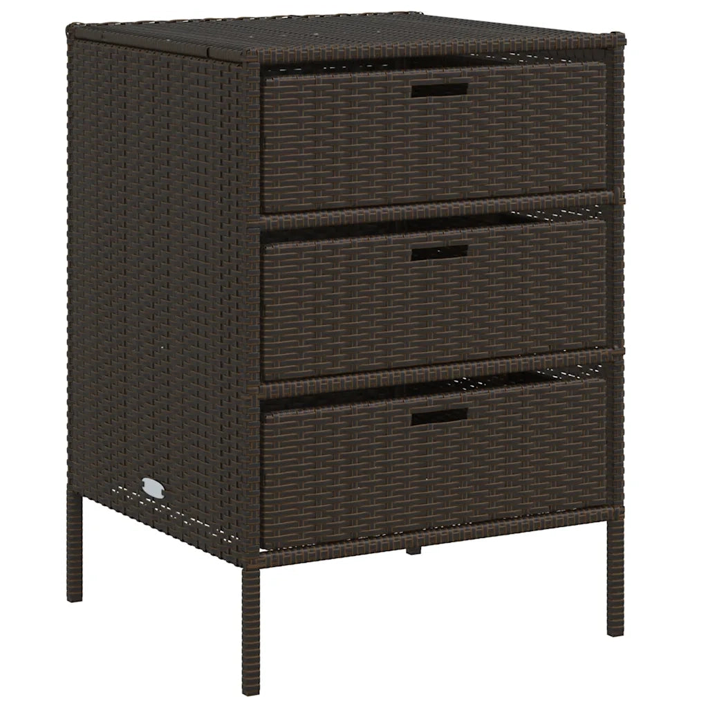 Mobile contenitore da giardino per esterni 55 x 59 x 80 cm grande capacità resistente resina intrecciata marrone 02_0047425