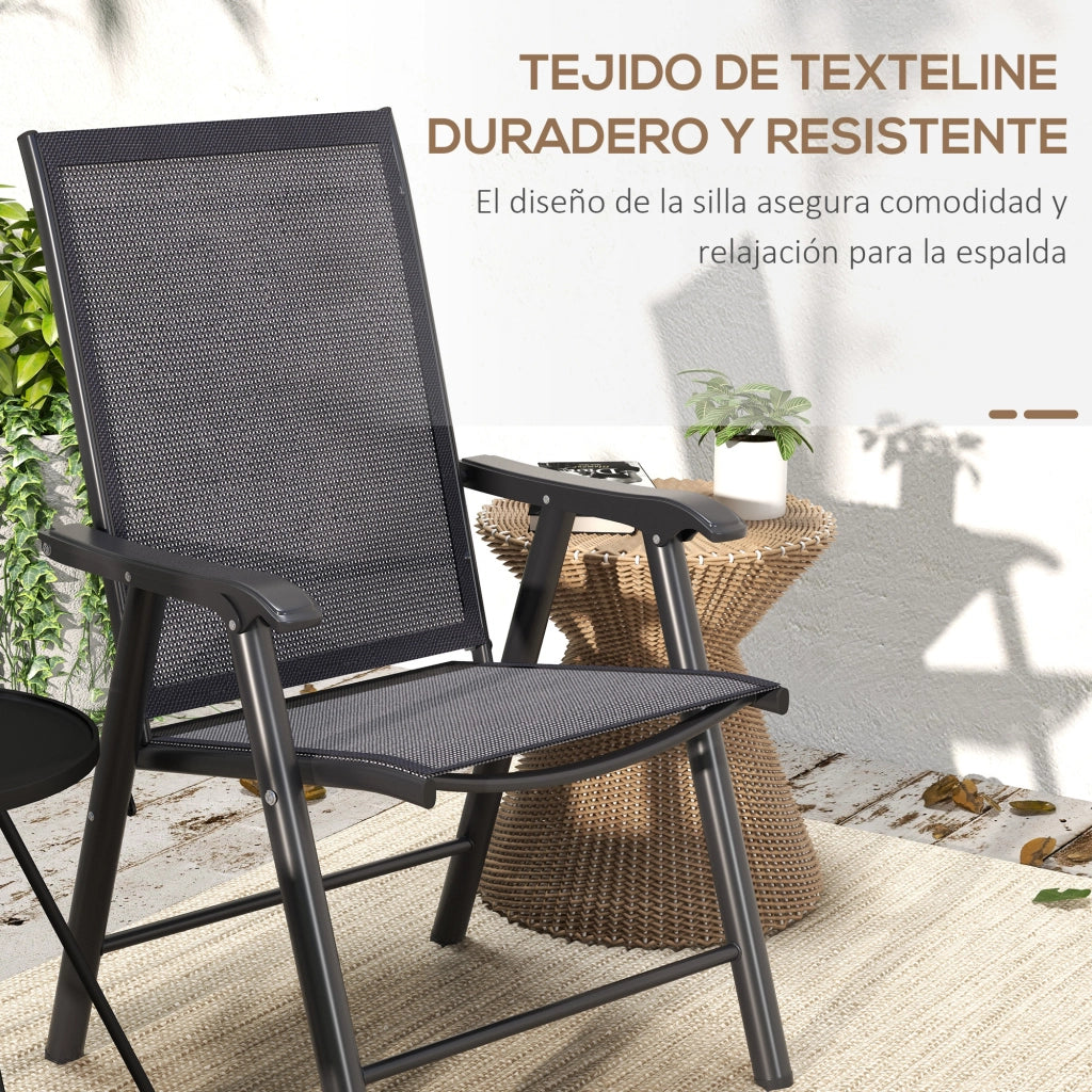 Sedia da Giardino Pieghevole ¨C zephmum ¨C 2 Pezzi Grigio Scuro 58x64x94 cm