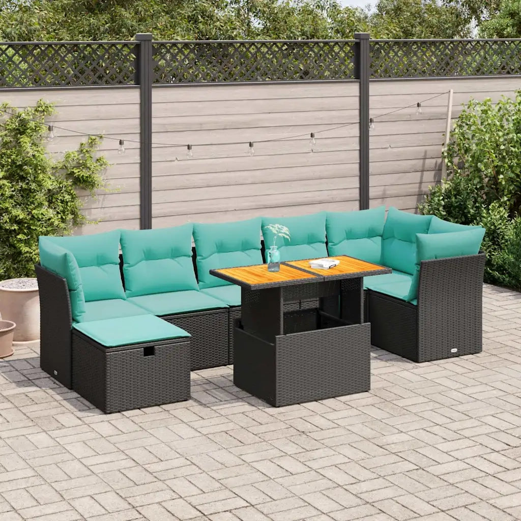 Set Divano da Giardino 8pz con Cuscini Grigio Polyrattan Acacia 3327981