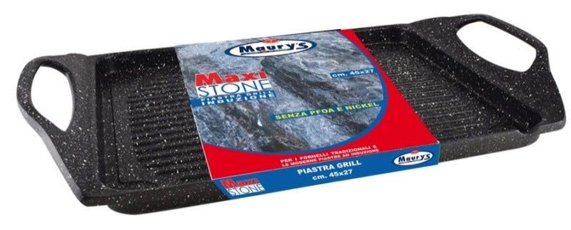 MAURY'S MAXI STONE PIASTRA GRILL 45 X 27CM  PER FONDO A INDUZIONE INDUZIONE