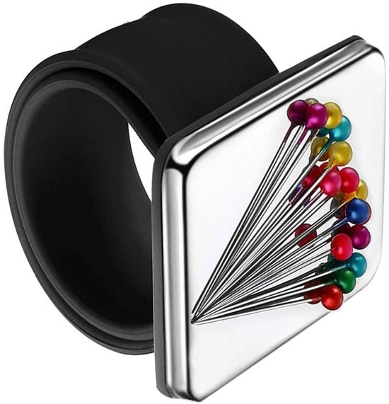 Otturatore magnetico per ago - Cuscino magnetico per ago - Bracciale per ago - Otturatore per ago - Accessorio per ricamo - Nero - Materiale ecologico - Otturatore per ago