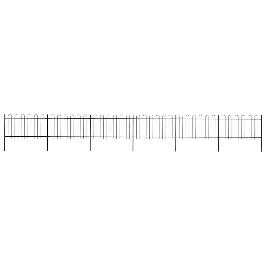 Recinzione da Giardino con Parte Superiore ad Anello in Acciaio 1005x100 cm Nero 277661