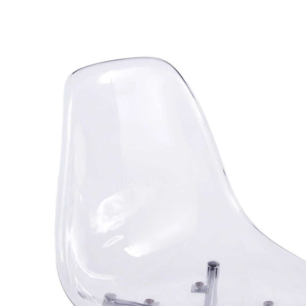 Sedia da pranzo in ABS trasparente con gambe in metallo e design minimalista argento