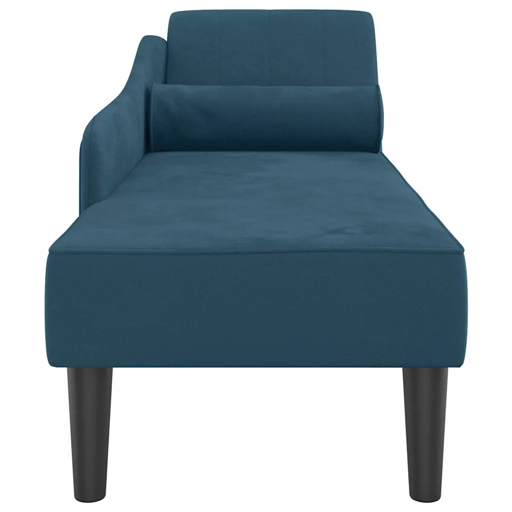 Chaise Longue con Cuscini Blu in Velluto 4007587