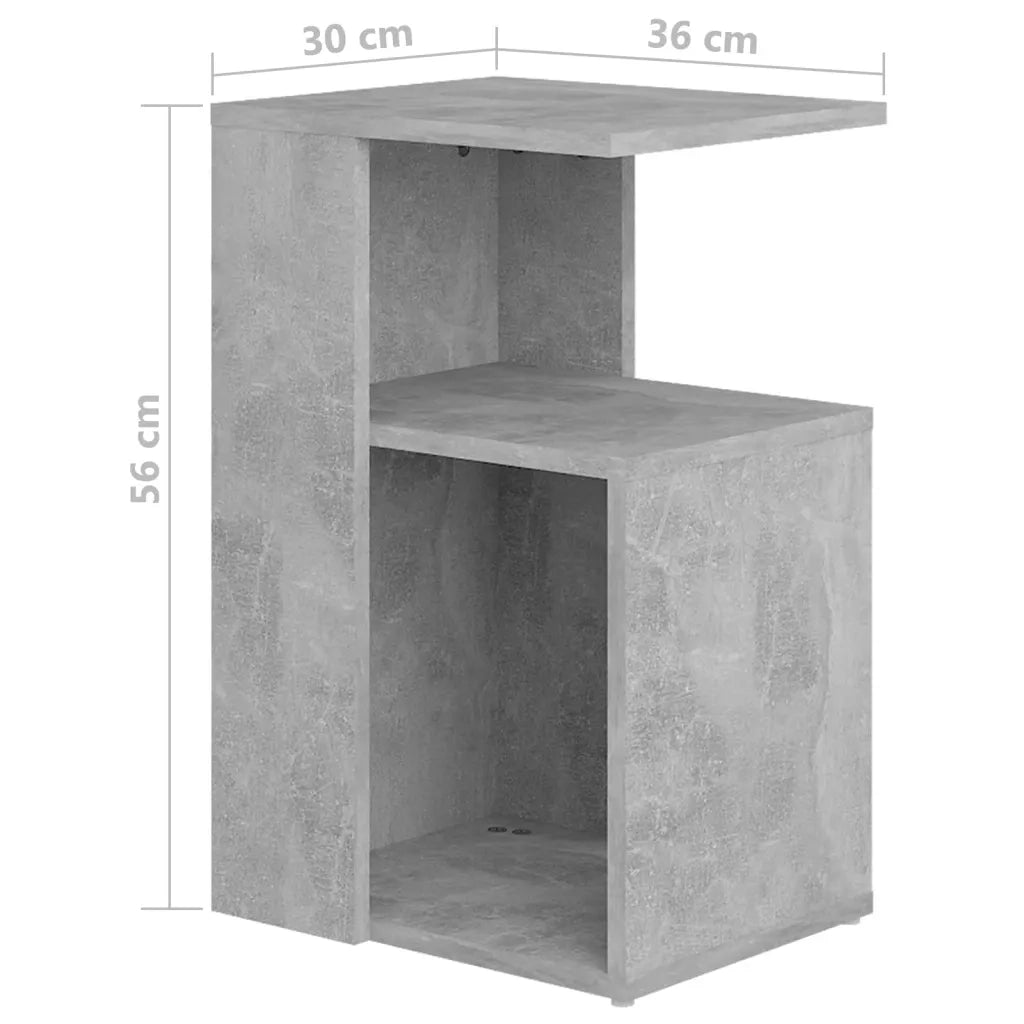 Tavolino Grigio Cemento 36x30x56 cm in Legno Multistrato 802997