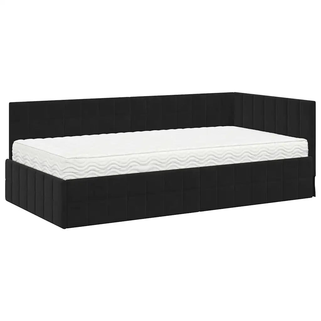 Struttura Letto Angolare con Materasso 2 pcs Nero Velluto 3393953