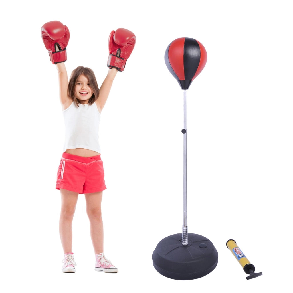 Sacco da Boxe con Base Regolabile 4 Livelli 126-144 cm ¨C zephmum ¨C Rosso e Nero