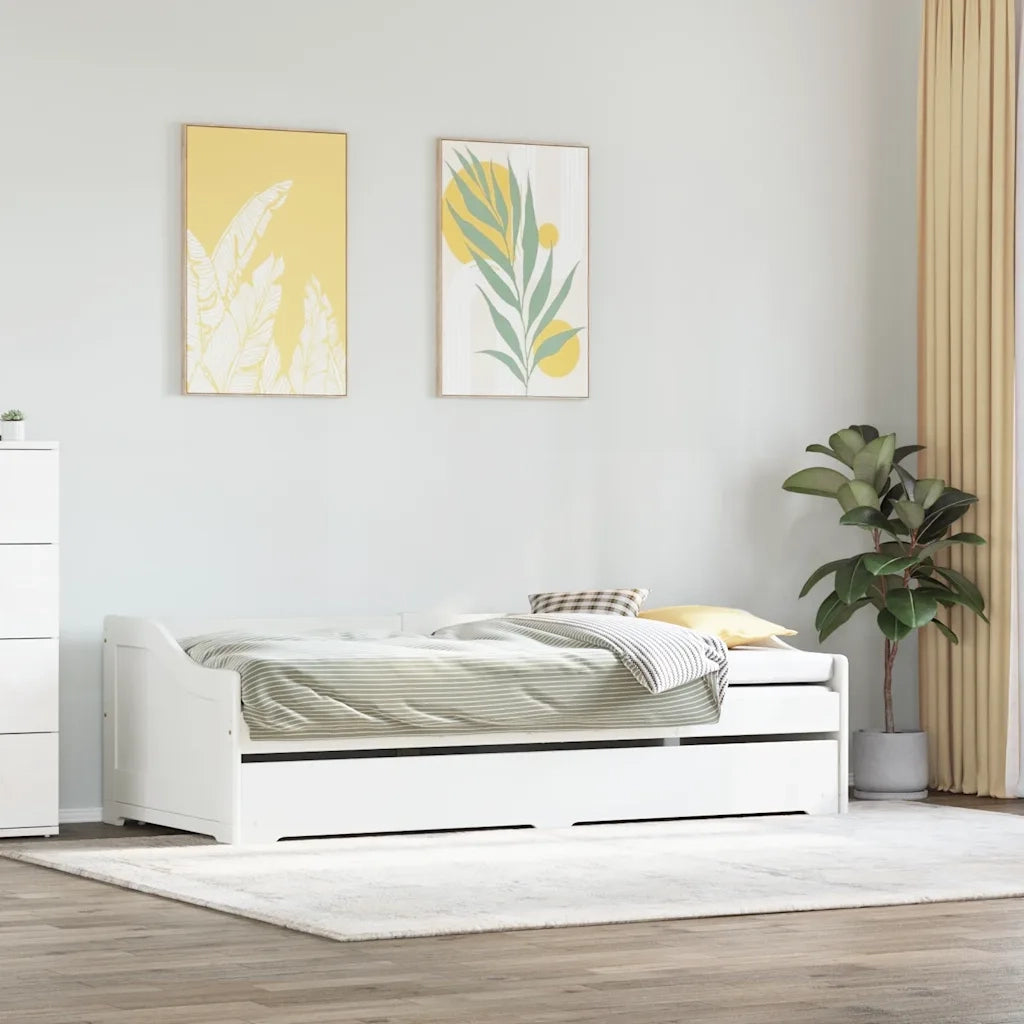 Lettino con Rotelle senza Materasso-Struttura Letto IRUN Bianco 90x200 cm