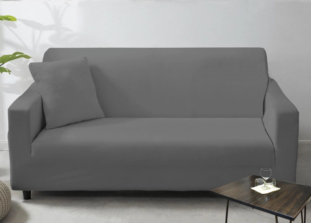 Copridivano Antimacchia Elasticizzato Penisola Componibile Tinta Unita Modello Perfetto - 2+3 - Grigio Scuro