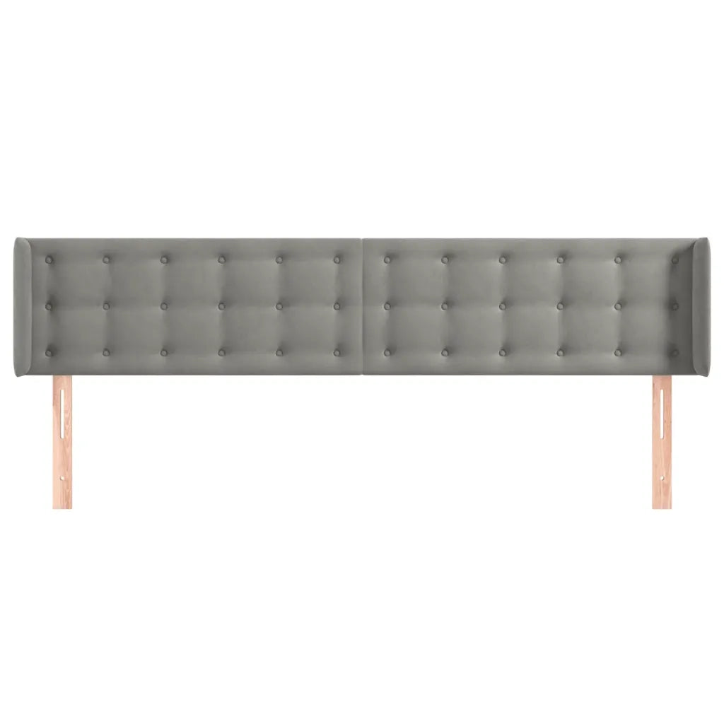 Testiera | Testata ad Orecchio Grigio Chiaro 163x16x78/88 cm in Velluto