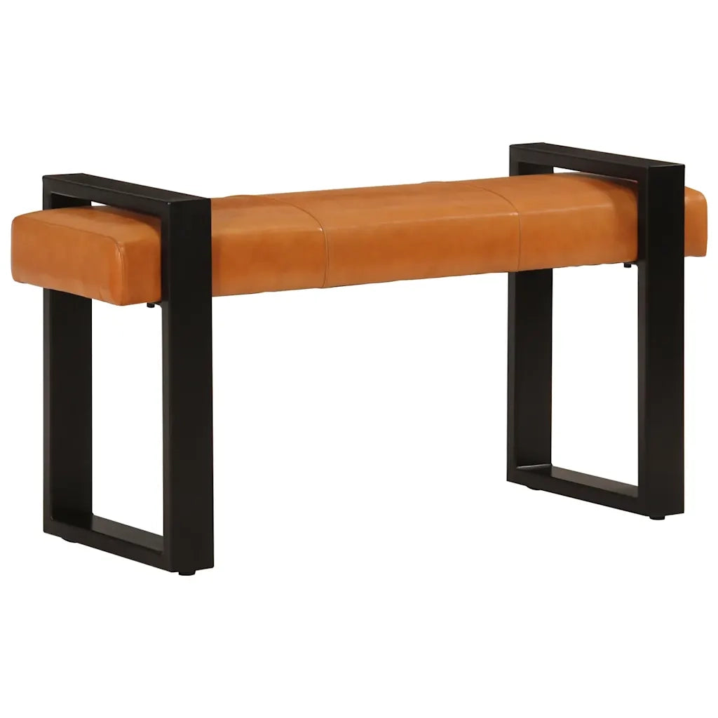 Panca Nera e Marrone 110 cm in Vera Pelle di Capra 342210