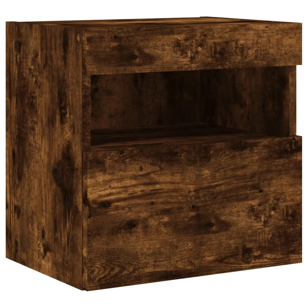 Mobili TV a Muro con LED 5pz | Armadietto TV | Mobile Porta TV Rovere Fumo in Legno Multistrato
