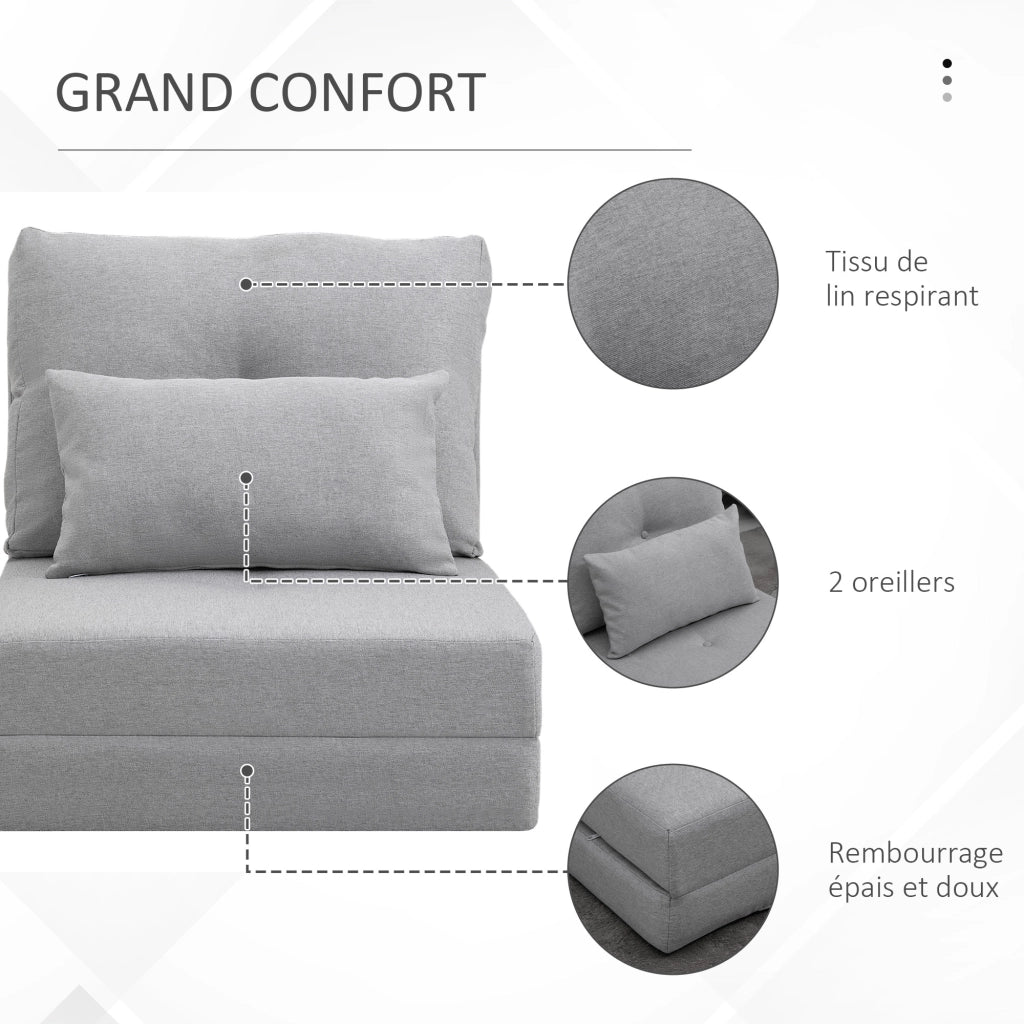 Poltrona letto regolabile ¨C Minimal ¨C grigio chiaro con cuscino