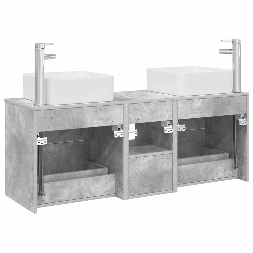 Set di Armadi da Bagno 3 pz Grigio Cemento 49,5 x 41 x 63 cm 3405822