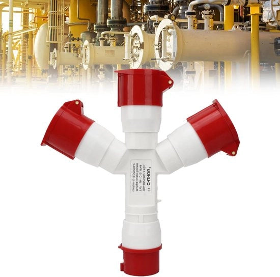 Scatola di connessione industriale multipla - 5 poli 380-415 V 3 fasi 16 A Impermeabile a acqua Scatola in PA66-Shell Connettore aeronautico - CEE Rosso .
