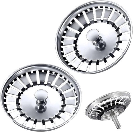 2-pack di guanti di acciaio inossidabile per la doccia - Guanti di acciaio inossidabile per la sostituzione della doccia - Guanti di acciaio inossidabile per la raccolta di cibo e capelli - Adatti per fori di doccia da 84-85 mm