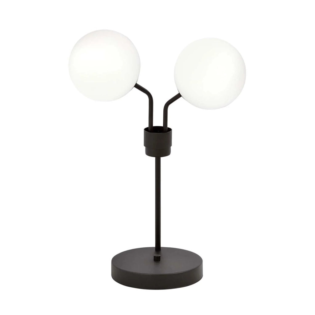 Lampada Da Tavolo Moderna Orione Acciaio Nero 2 Luci E14 Ip20