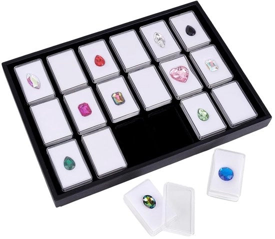 Ottimizzatore per Edelstelle con Scatola a 18 Comparti - Display in Acrilico - Organizzatore con Spugna - 5,7 x 3,7 cm - Materiale di Qualità - Scatola per Magazzino