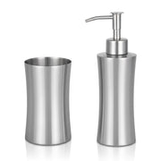 Set accessori bagno con dispenser e porta spazzolino in acciaio inox satinato Lunar