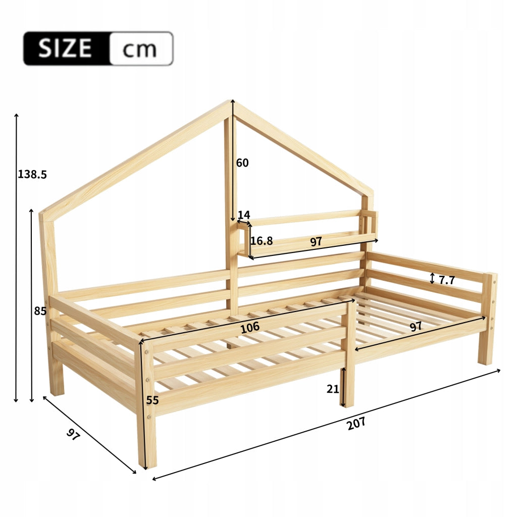 Letto singolo per bambini con ripiano - Xylo - 90x200