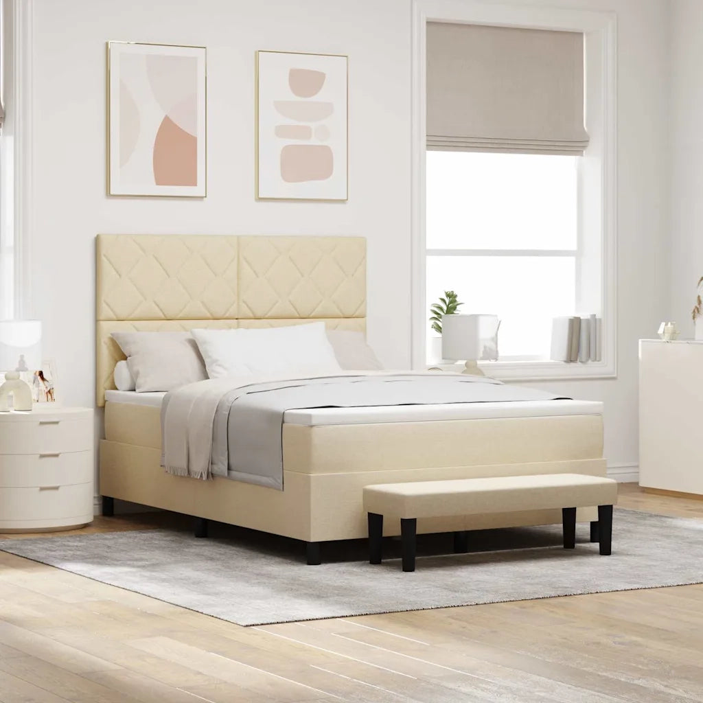 Letto a molle con materasso Crema 160 x 200 cm Tessuto