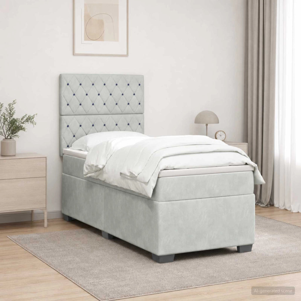 Letto box spring con materasso Grigio Chiaro 90 x 190 cm 3453542