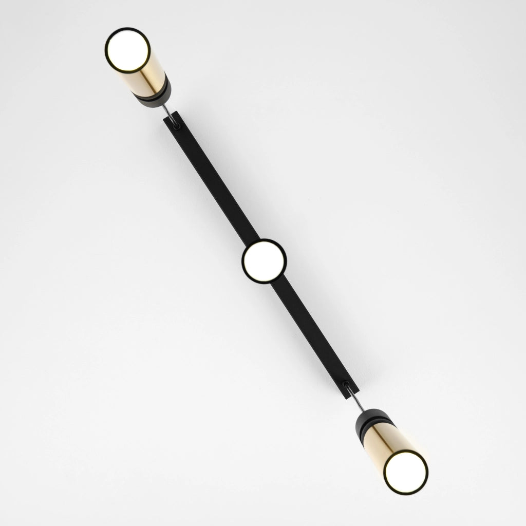 Lampada sospesa a barra 60cm nero oro 3xGU10 ALAS Jupiter