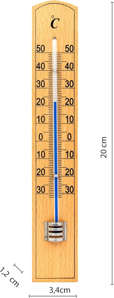 Termometro analogico per interno ed esterno scala meno 30 più 50 gradi in legno di faggio Velamp