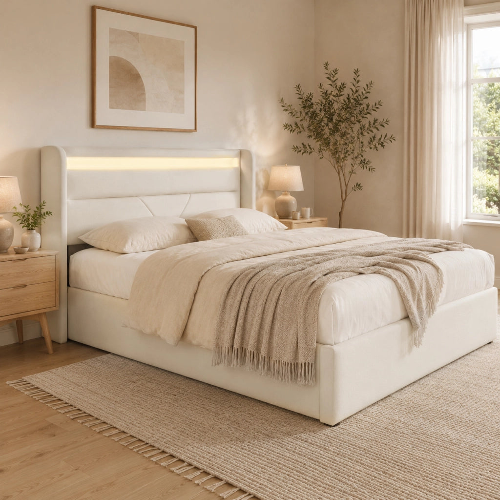 letto imbottito pu bianco 160x200 cm