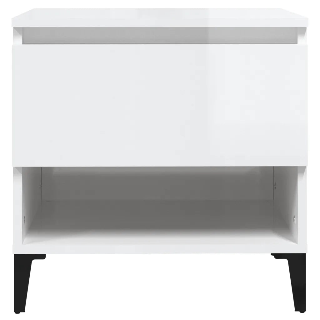 Tavolino Bianco Lucido 50x46x50 cm in Legno Multistrato 819552