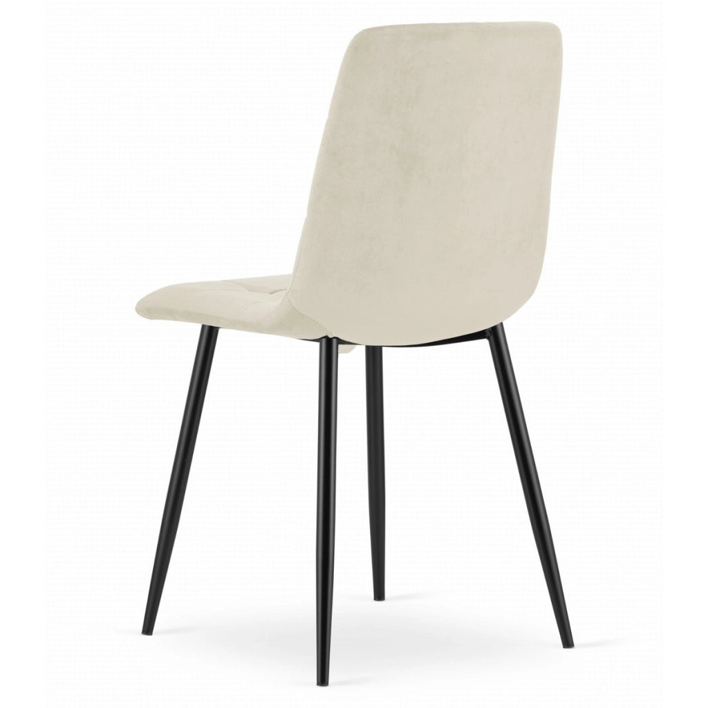 Set di 2 sedie KARA in velluto beige chiaro e metallo nero