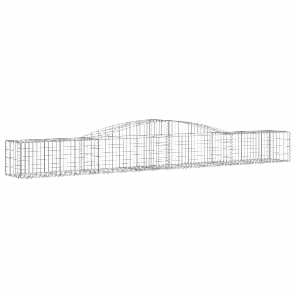 Cestini gabbioni recinzione a gabbia muro di contenimento ad arco 5 pezzi 400 x 50 x 40/60 cm ferro zincato argento 02_0040951