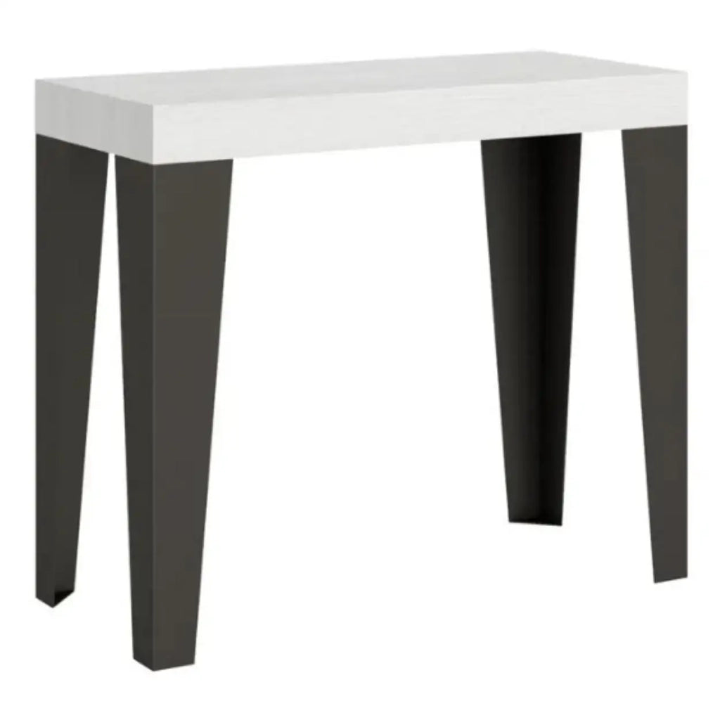 Consolle allungabile 90x40/196 cm Flame Small Premium bianco frassino gambe antracite