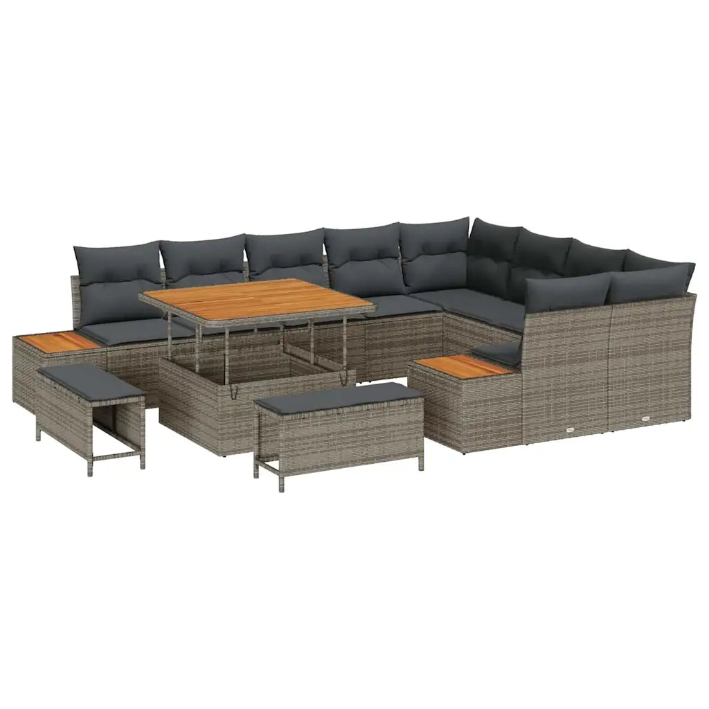 Set Divano da Giardino 12 pcs Grigio polyrattan