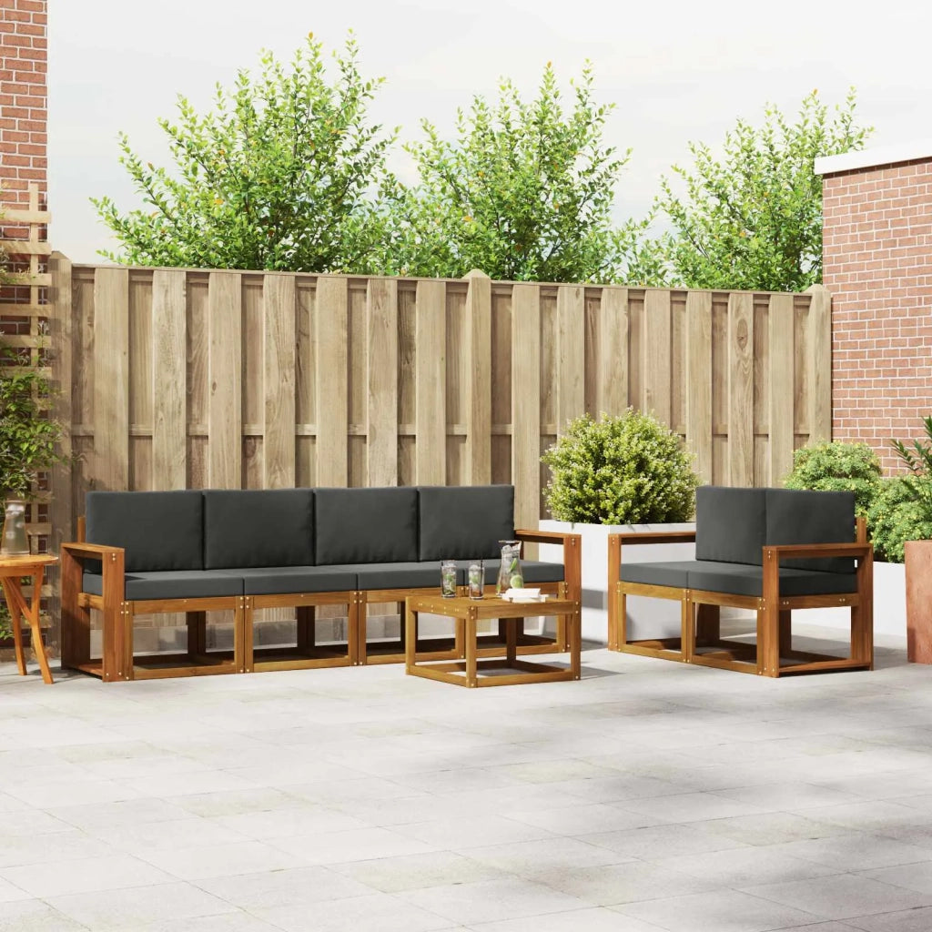 Set di divani da esterno con cuscino 7 pcs Naturale e Antracite 3366050