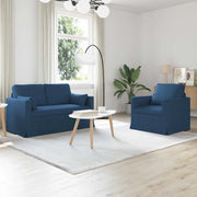 Divano 2 pcs Blu 139 x 78 x 80 cm Tessuto