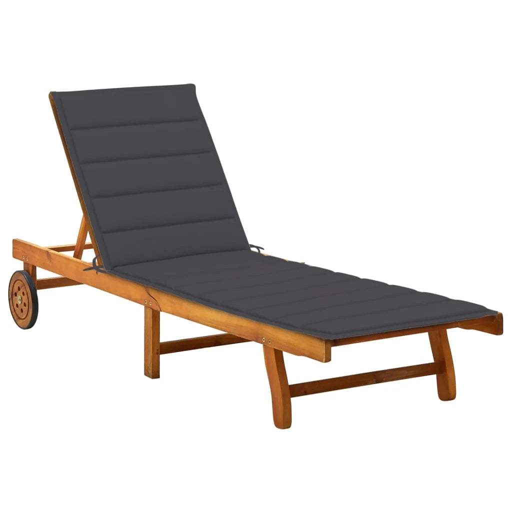 Lettino prendisole sedia a sdraio lettino prendisole letto da giardino mobili da esterno per patio con cuscino legno massello di acacia 02_0012375