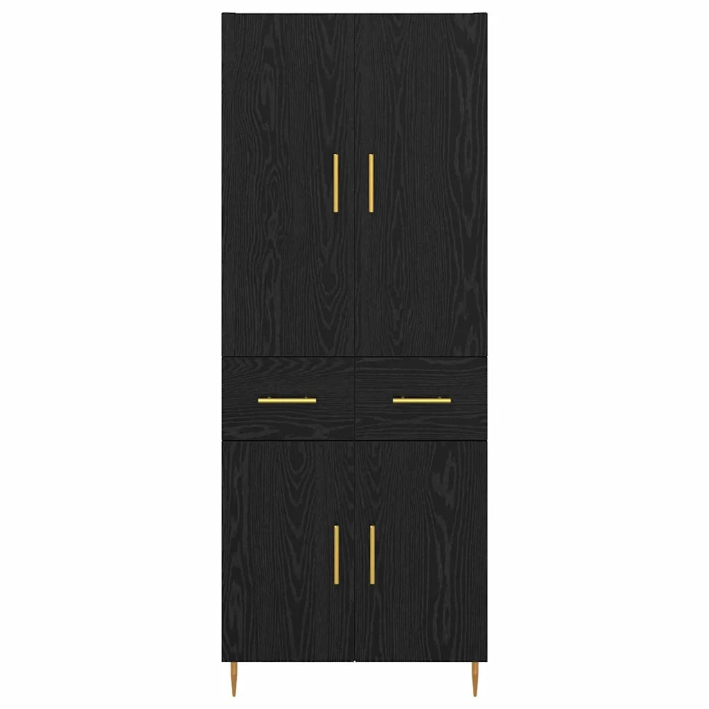 Credenza-Buffet-Armadio da cucina Rovere Nero 69,5 x 34 x 180 cm Legno multistrato 697117
