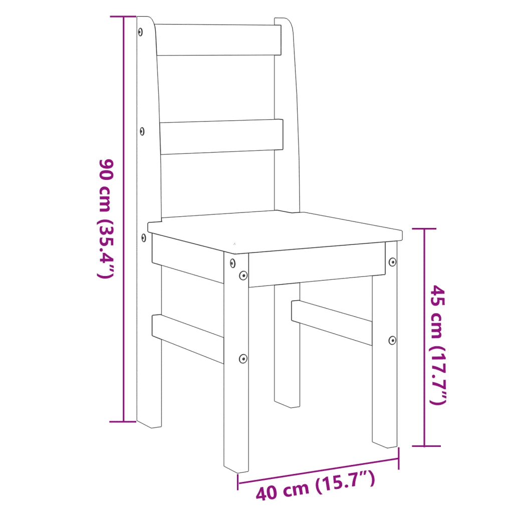 Sedie da Pranzo 2 pz PANAMA 105x30x45 cm Legno Massello Pino 4005731