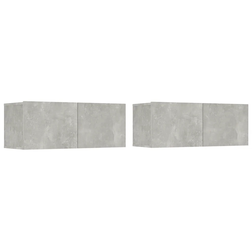 Mobili TV 2 pz-Credenza TV-Console TV Grigio Cemento 80x30x30 cm in Legno Multistrato