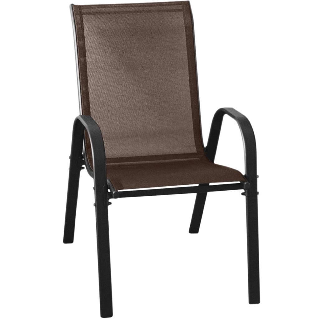 Set di 4 Sedie Sofia da Giardino in Metallo e Textilene Marrone