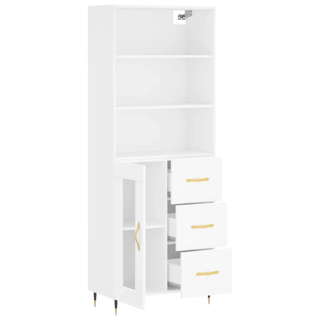 Credenza | Madia | Buffet da pranzo | Armadio da pranzo Bianca 69,5x34x180 cm in Legno Multistrato