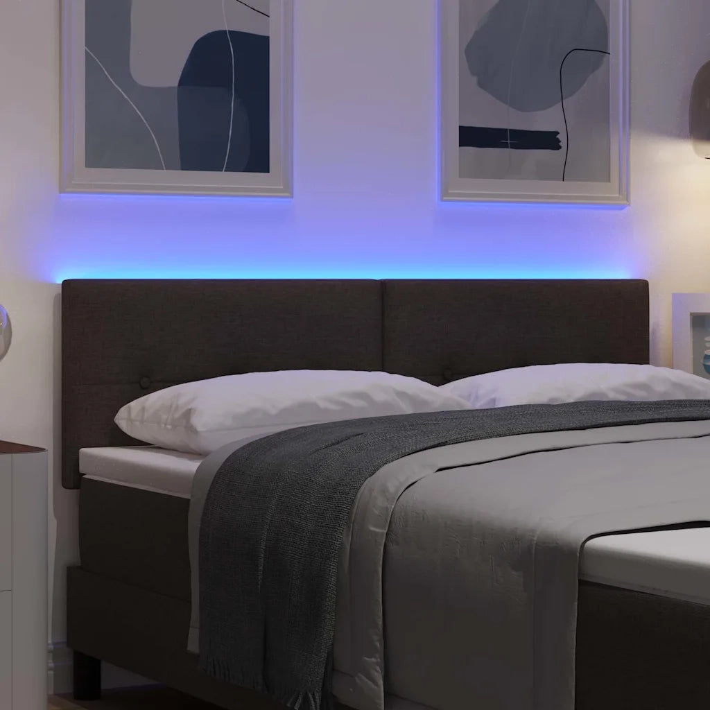 Testiera | Testata LED con strisce LED Marrone Scuro 144 cm Tessuto