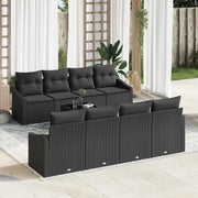 Set di divani con cuscino 7 pcs Nero polyrattan
