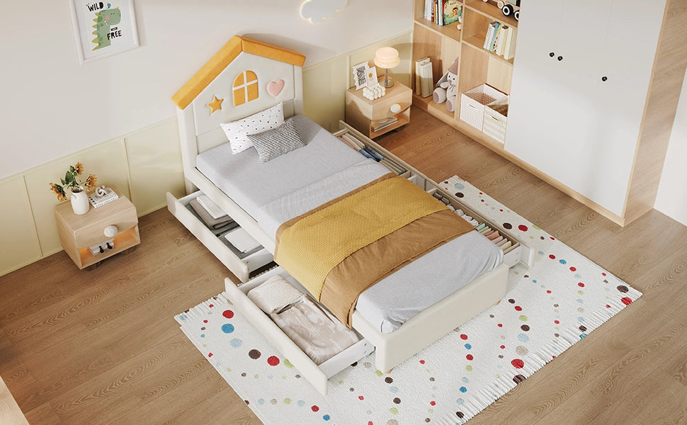 letto per bambini velluto beige 90 x 200 cm