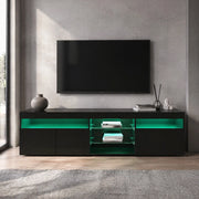 MOBILE TV 180x35x48 cm MDF Nero con LED e 3 ante