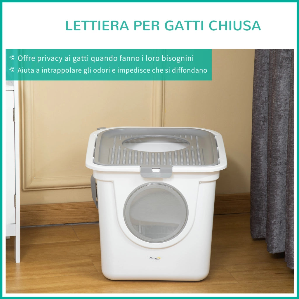 Lettiera chiusa per gatti con doppio ingresso ¨C Xylo ¨C 44x55x39 cm bianco