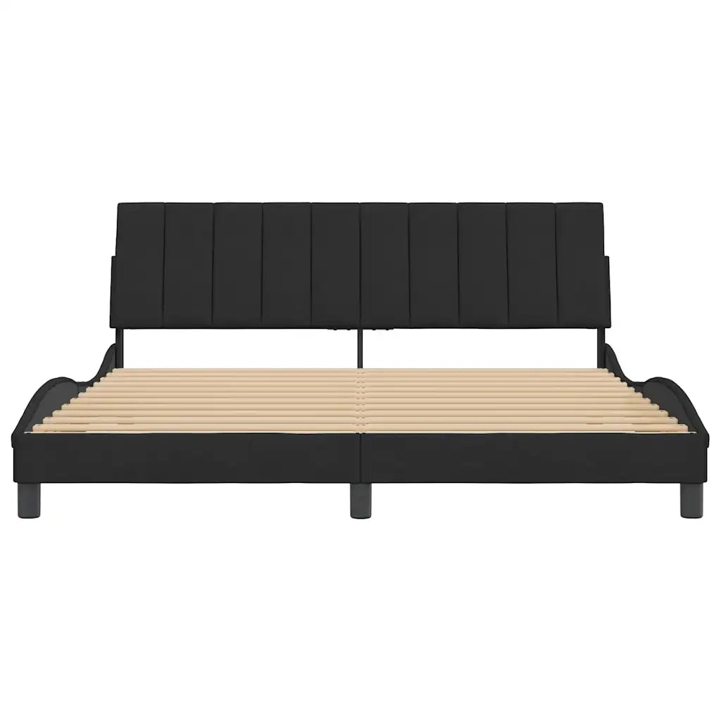 Letto matrimoniale | Letto per adulti | Giroletto senza Materasso Hanko Nero 180x200 cm in Velluto